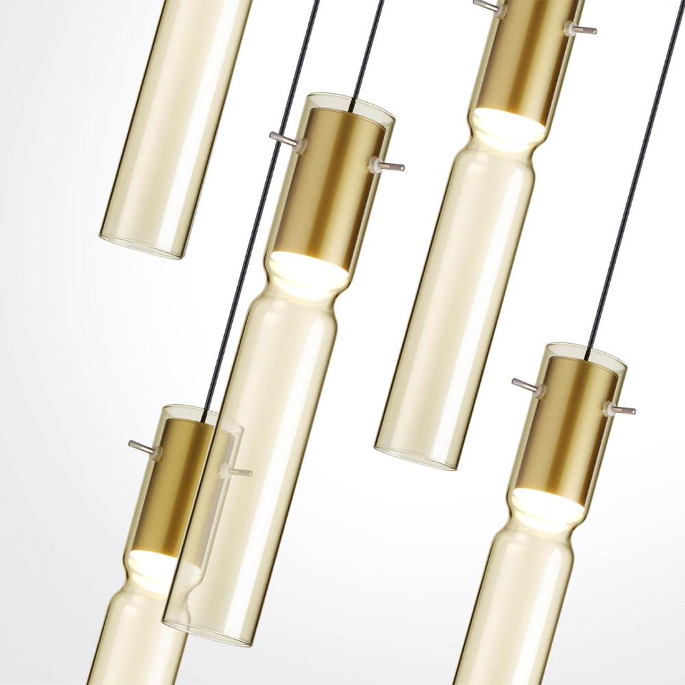 5058/25LA PENDANT ODL24 385 золотой/янтарный/металл/стекло Люстра каскадная LED 5*5W 3000K SCROW