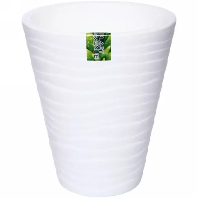Кашпо для цветов пластиковое 2,8л d-17см «Валенсия» со вставкой белый