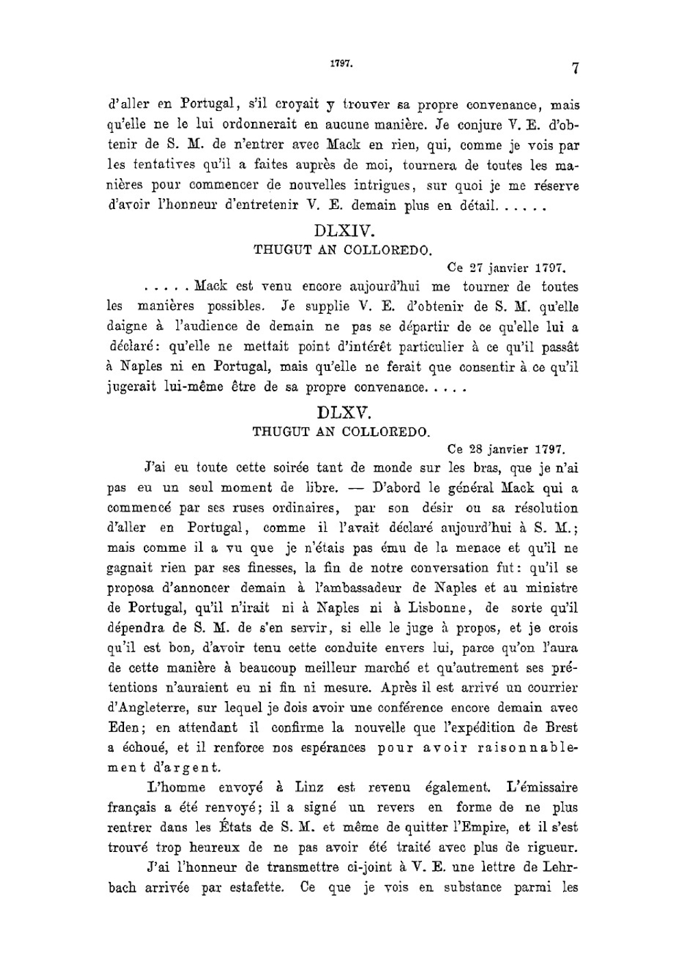 Vertrauliche Briefe des Freiherrn von Thugut: Beitrage zur Beurtheilung der politischen Verhaltnisse Europa's in den Jahren 1792-1801 | Alfred Ritter von Vivenot