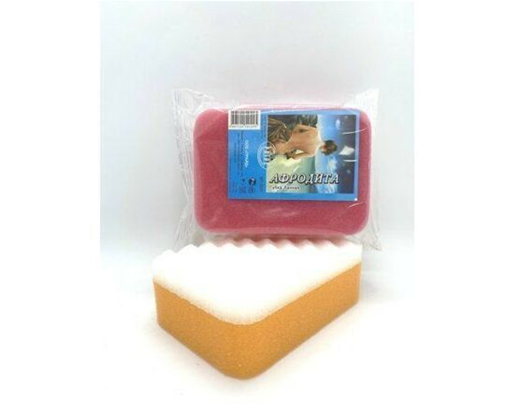 Губка для тела "Афродита" мягкая 14х10х5см / мочалка для тела (голубая)