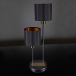 Настольный светильник 2х40Вт Е14, металл/ткань, цвет чёрный/золото