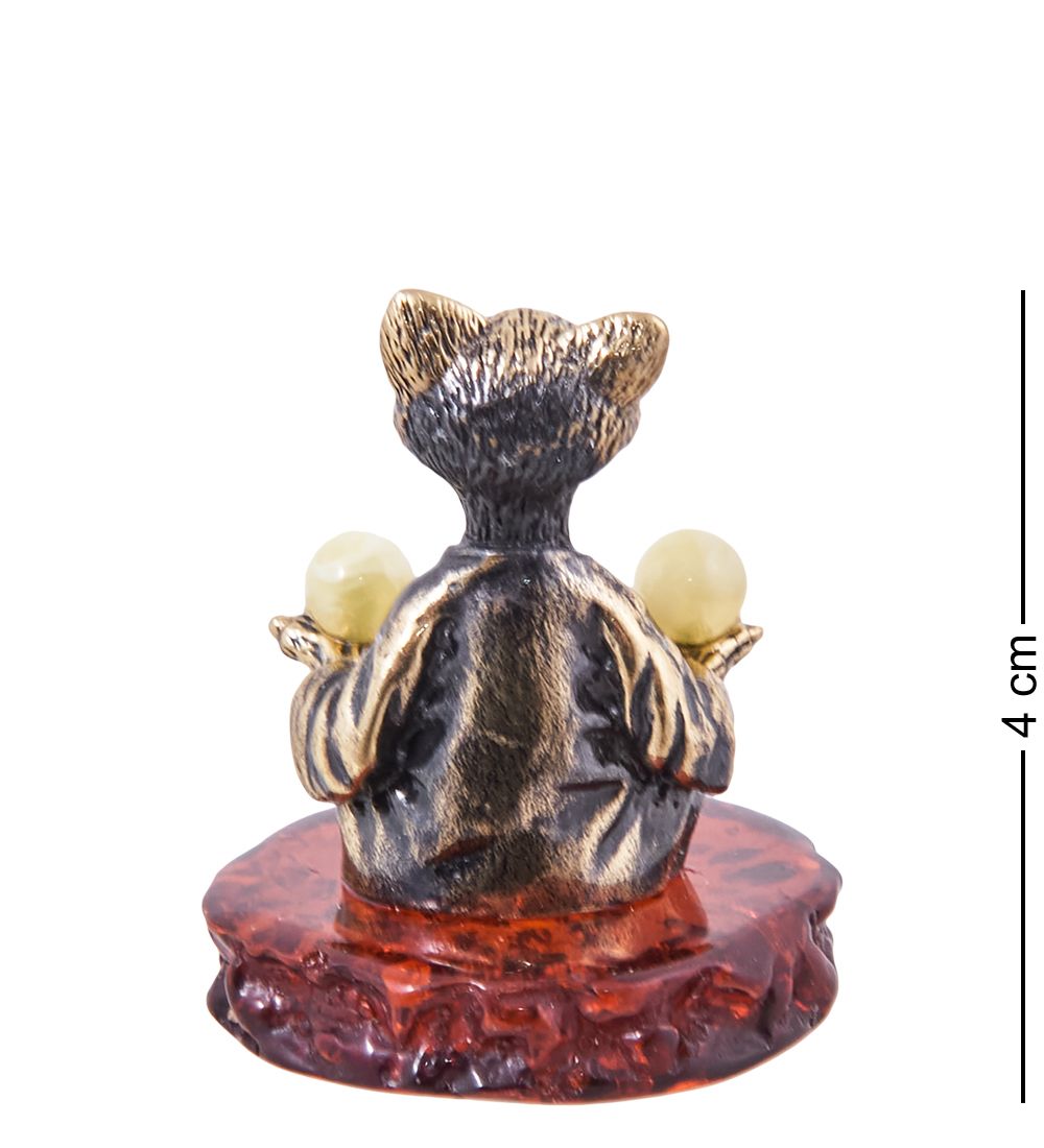 Народные промыслы AM-3863 Фигурка «Кот Равновесие» (латунь, янтарь)