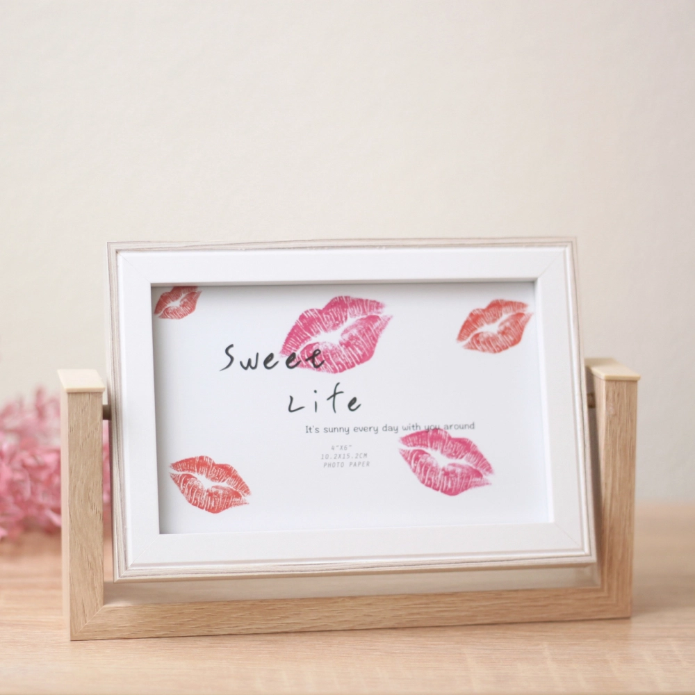 Фоторамка 10*15см вращающаяся с зеркалом, бежевая