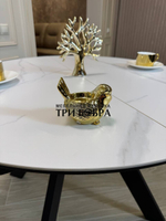 Круглый стол "Бонжур", керамогранит, белый мрамор