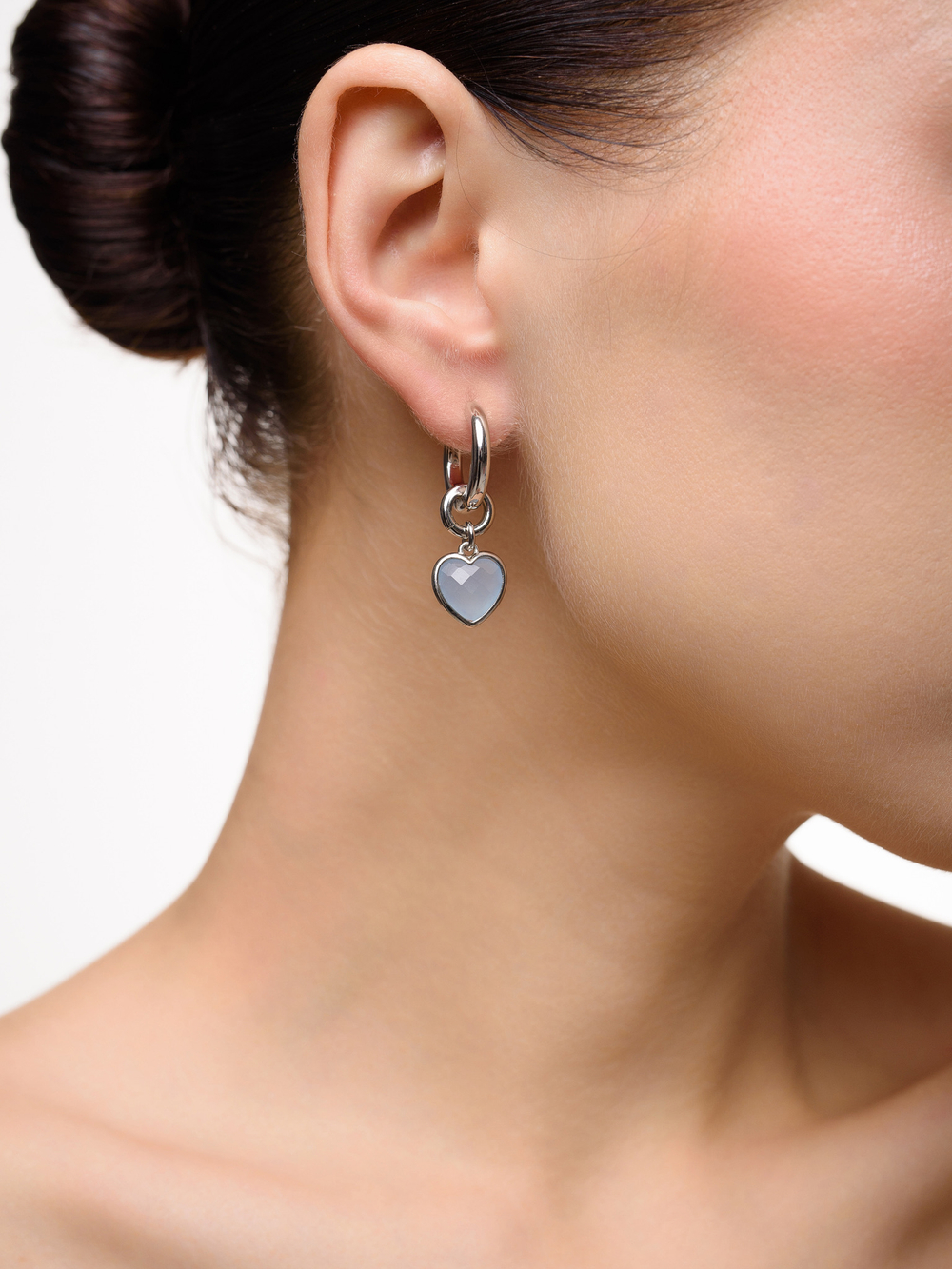 Серьги "Whale Amour" silver голубой агат