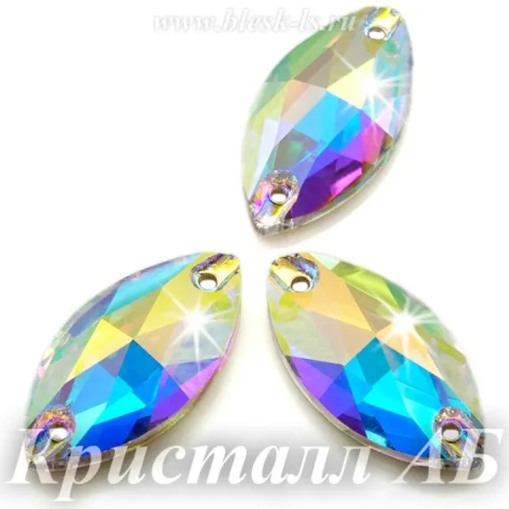 Пришивная лодочка Solvo с 2 отверстиями, Кристалл АБ