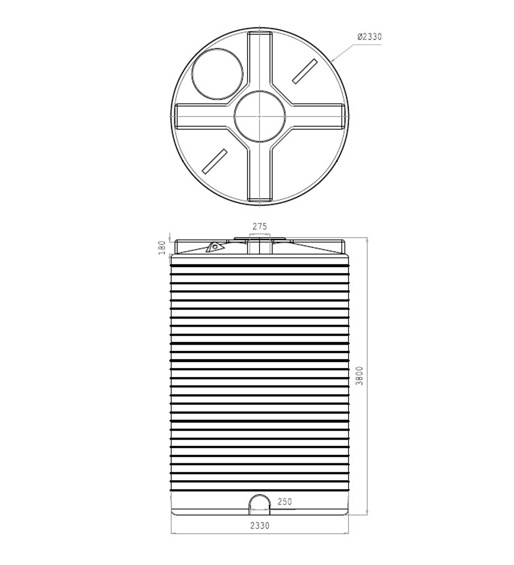 Емкость вертикальная усиленная 15000л Политим 15000 л.(2330x2330x3800см;красный
) - арт.560758