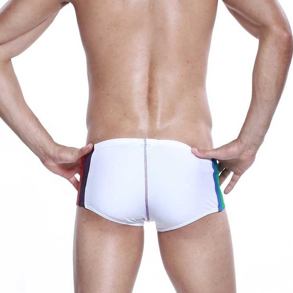 Мужские плавки белые Seobean Patchwork Swimwear White Green Red 40807