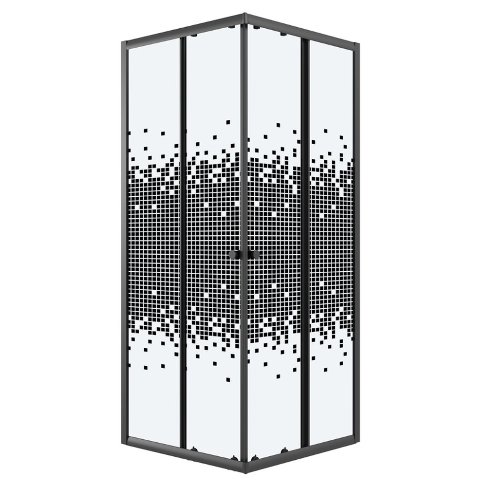 Душевое ограждение Niagara Eco NG-1009-14QBLACK (90х90х190) квадрат,раздвижное,черный,стекло мозаика,1 место