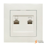 Валенсия розетка RJ-45+RJ11 2-местная белая EKF PROxima