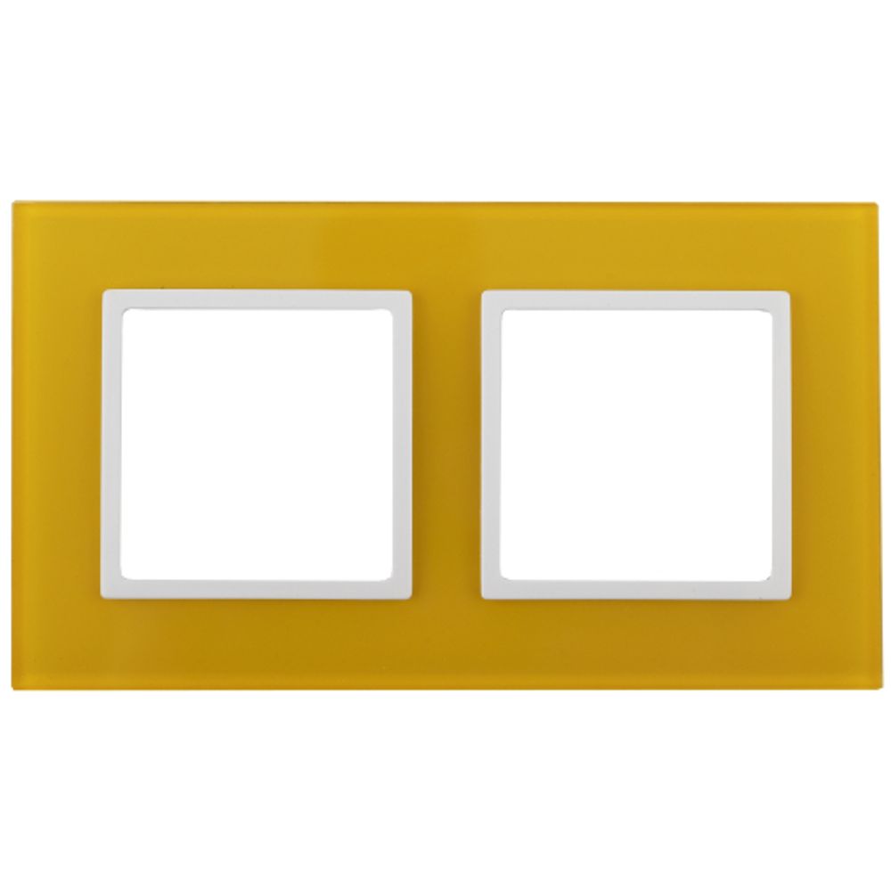 14-5102-21 ЭРА Рамка на 2 поста, стекло, Эра Elegance, жёлтый+бел