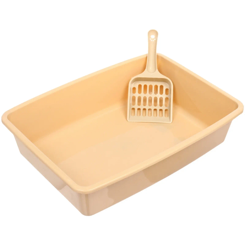 Лоток - туалет для кошек с совком «ЧИСТЫЕ ЛАПКИ», цвет бежевый, 37*27*8.6см