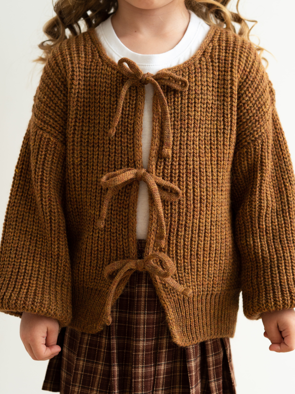 Кардиган с бантиками, Горчичный