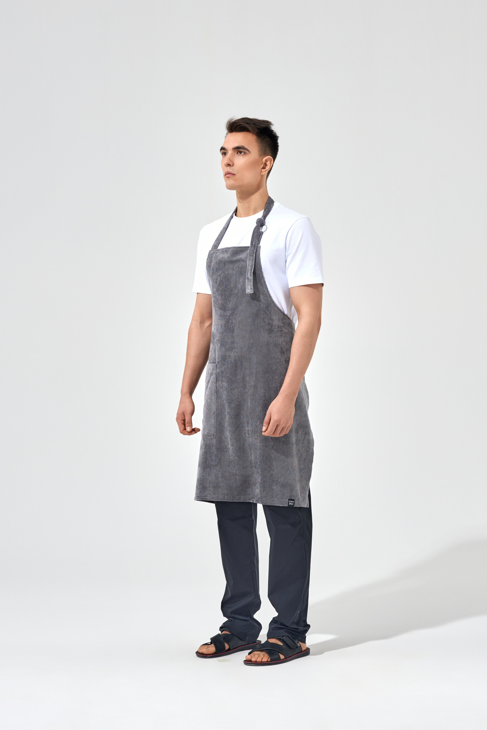 Фартук вельветовый с кольцом темно серый