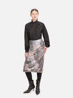 Блуза женская из тенсела и шелка "Крестьянская". Черная