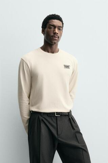 ZARA ФУТБОЛКА С ПРИНТОМ PIZZERIA LA MONTECARLO, ЭКРЮ