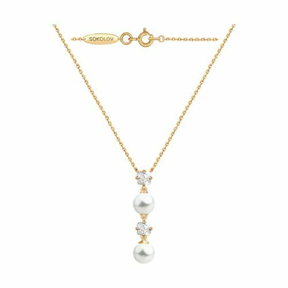 Колье из золота с жемчугом и Swarovski Zirconia