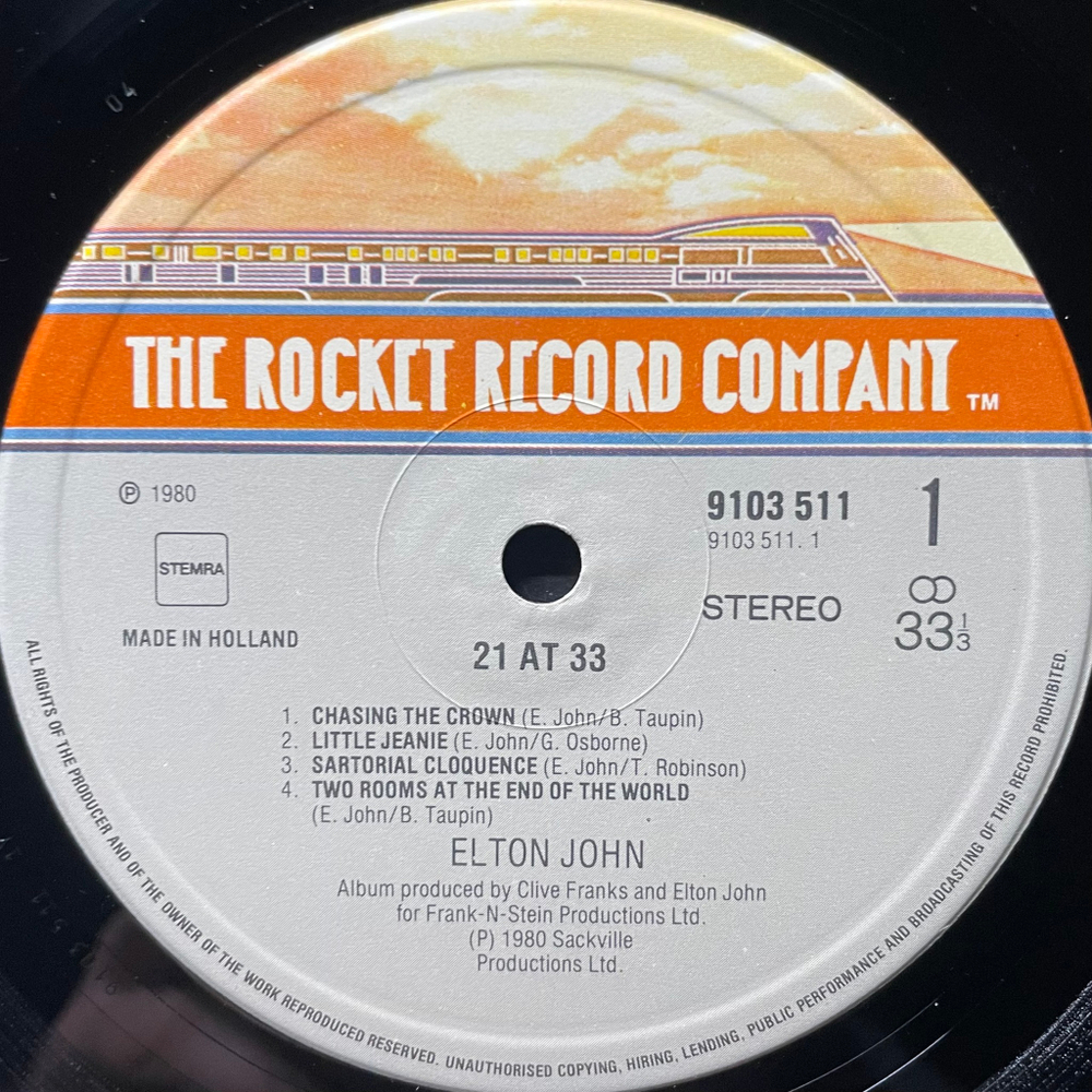 Elton John ‎– 21 At 33 (Голландия 1980г.)