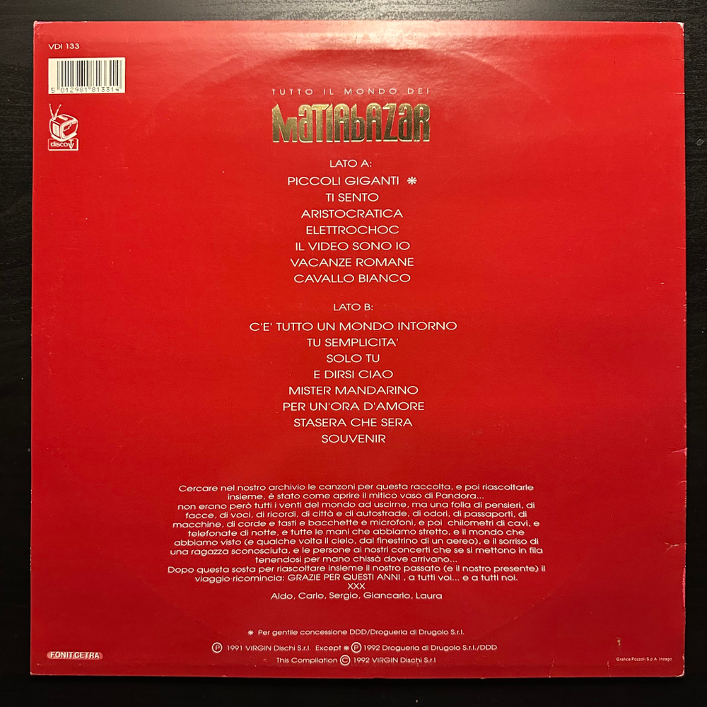 Matia Bazar - Tutto Il Mondo Dei Matia Bazar (Италия 1992г.)