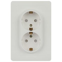 Розетка Intro Style 7-208-01 двойная с заземлением 2X2P+E Schuko со шторками, 16А-250В, IP20, СУ, белый