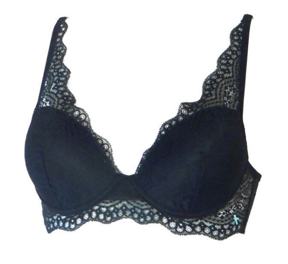 Бюстгальтер-бралетт с цветочным кружевом (Размер: 4B) (Цвет: черный)