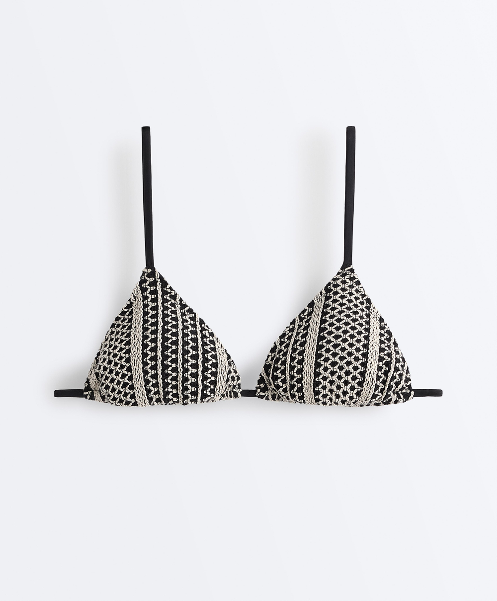 OYSHO Топ-бикини с треугольными чашечками, черный