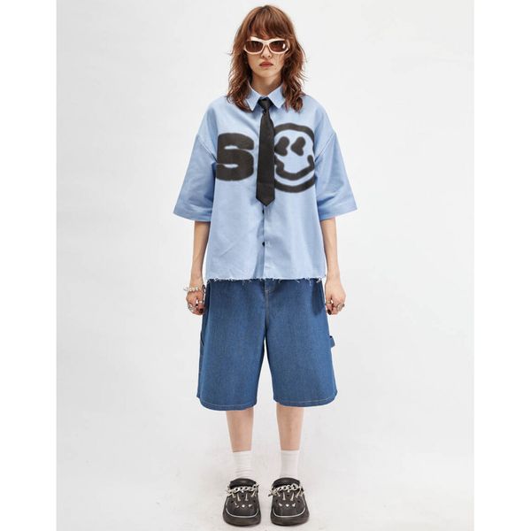 Рубашка Smile укороченная голубая - фото 7