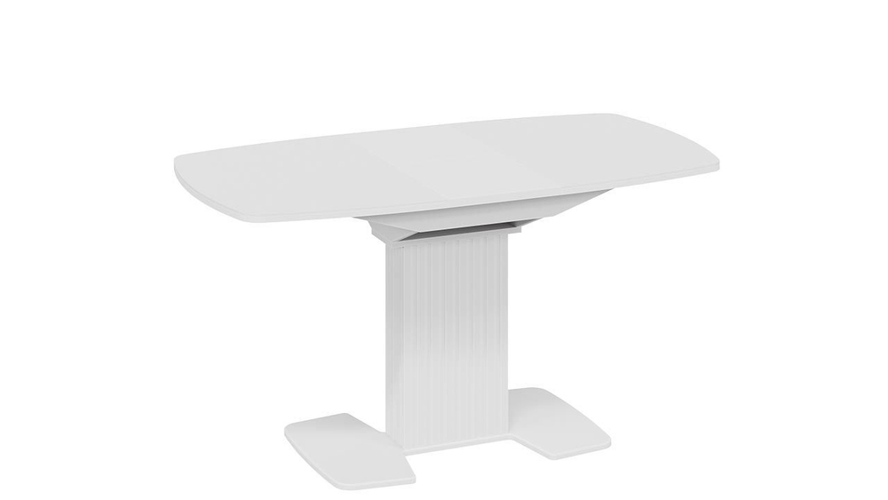 Стол кухонный обеденный раздвижной Белый глянец/Стекло глянцевое белое 130(162)х80х75 см