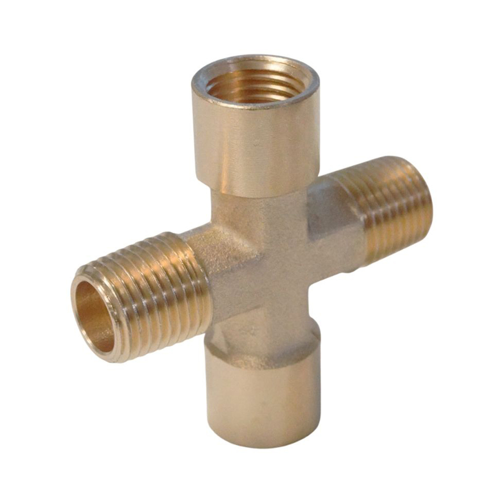 WDK-22FMB Фитинг X - образный, резъба 1/4" PT, F-F-M-M (внутренний/внешний), латунь