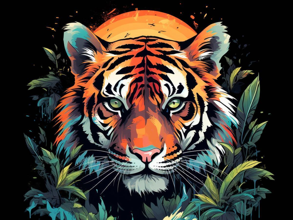 Картина по номерам 30х40см. "Притаившийся тигр" (арт. Х-7100)