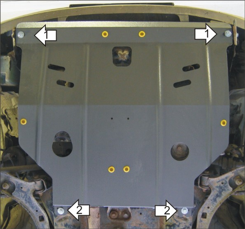 Усиленная защита Motodor картера двигателя, кпп. 2 мм, сталь. для Nissan Sentra 2000-2007 арт.01436