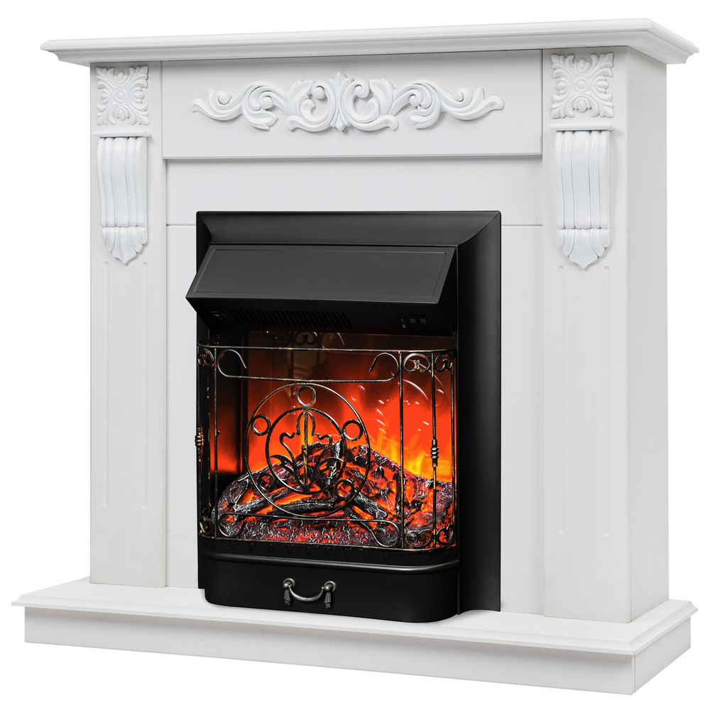 Электрокамин RealFlame Dominica DN белый матовый с очагом Majestic Lux Black