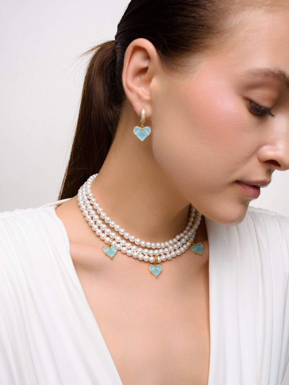 Колье "Delicacy blue soul" Gold