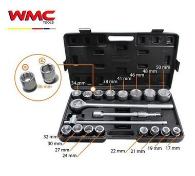 Набор инструментов 21пр 3/4''(6гр)(17,19,21,22,24,27,30,32,34,36,36-12гр.,38,41,46,48,50мм) WMC TOOLS WMC-6201B-5