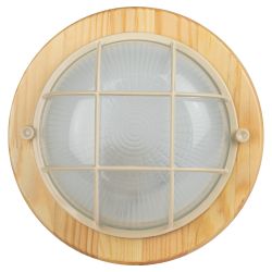 Светильник ЭРА НБО 03-60-012 Кантри дерево/стекло решетка IP54 E27 max 60Вт D220 круг сосна | Светильники ЖКХ РБ
