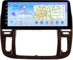 Магнитола для Toyota Land Cruiser 100, Lexus LX470 1998-2002 (кондиционер или климат внизу, рамка дерево) - FarCar монитор 12.3" 2K QLED на Android 14, TS10, CarPlay, 4G SIM-слот