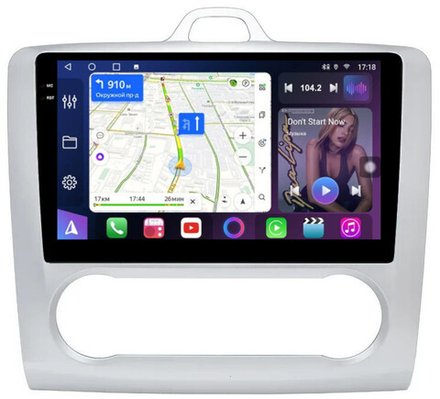 Магнитола для Ford Focus 2 2004-2011 (климат) - FarCar 003M монитор 9.5" QLED на Android 14, TS18, CarPlay, 4G SIM-слот