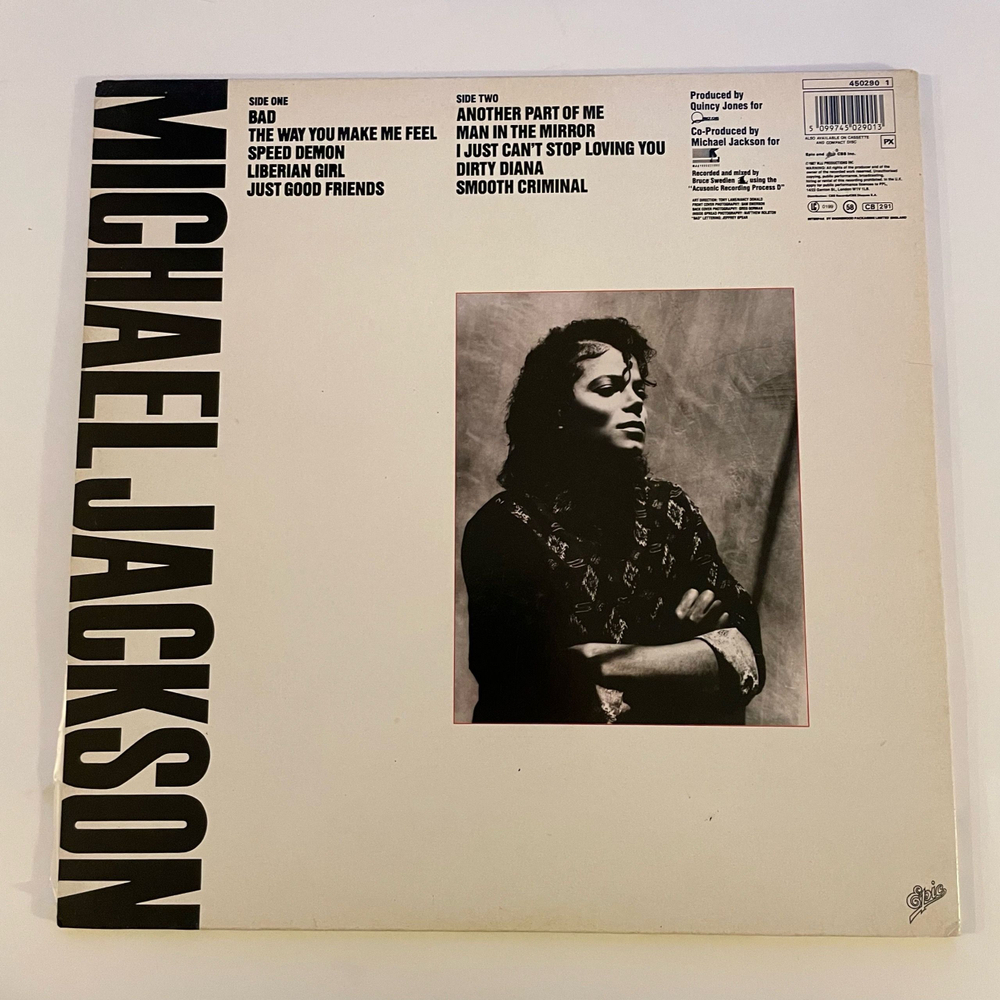 Винтажная виниловая пластинка LP Michael Jackson Bad (Англия 1987)