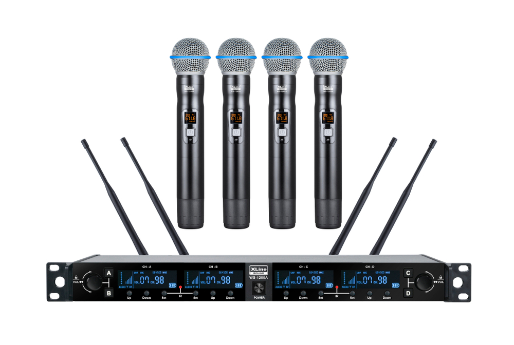 XLINE WS-1200A Радиосистема четырехканальная с четырьмя ручными передатчикам