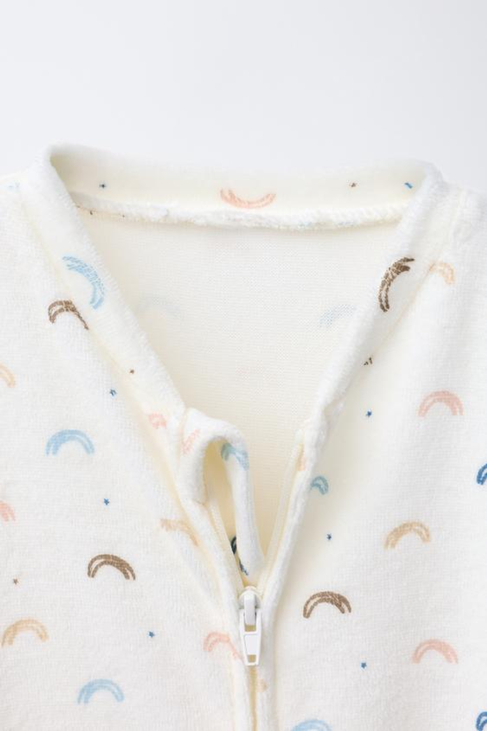 ZARA ВЕЛЮРОВЫЙ КОМБИНЕЗОН «РАДУГА», ЭКРЮ