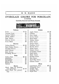 Illustrated catalogue of overglaze colors | Нет автора