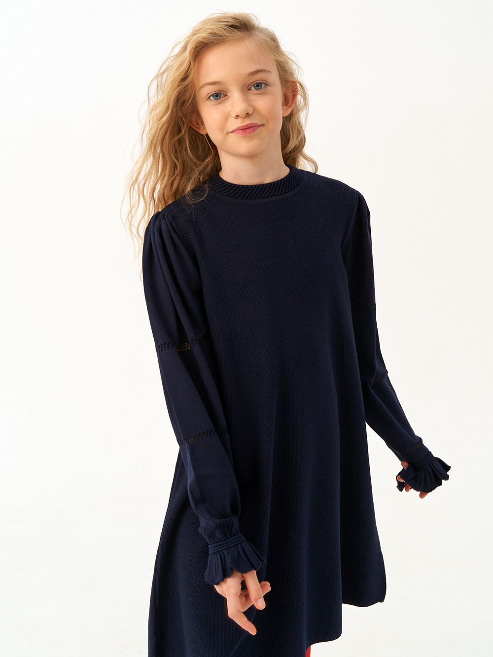 Платье для девочки с длинным рукавом AT1039 синий