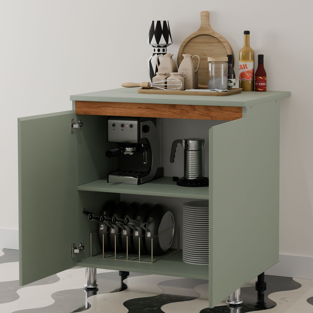 Кухонный модуль напольный, 80х60х85, Малага, 2 двери со столешницей, зеленый, Dipriz