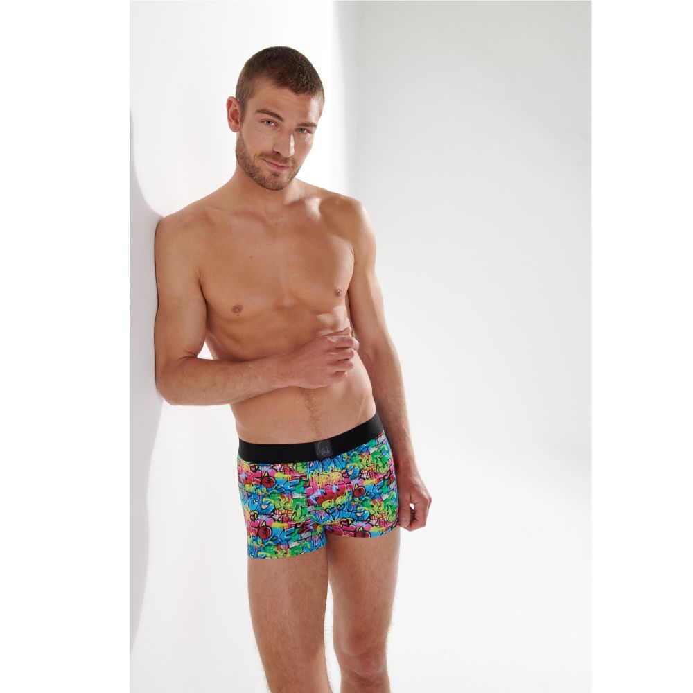 Мужские трусы боксеры мультиколор с принтом граффити HOM GRAFFITI WALL Boxer Briefs 402751_40P023