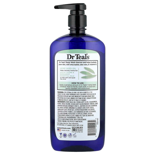 Dr. Teal's, гель для душа с чистой английской солью, конопляным маслом, 710 мл (24 жидк. унции)