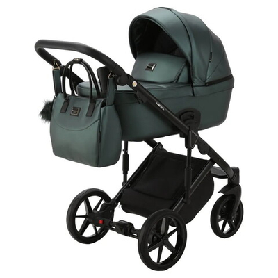 Детская коляска Adamex Lumi Air Deluxe 3 в 1 L-SM15 (Т.ЗЕЛЕНАЯ ПЕРЛ. КОЖА)