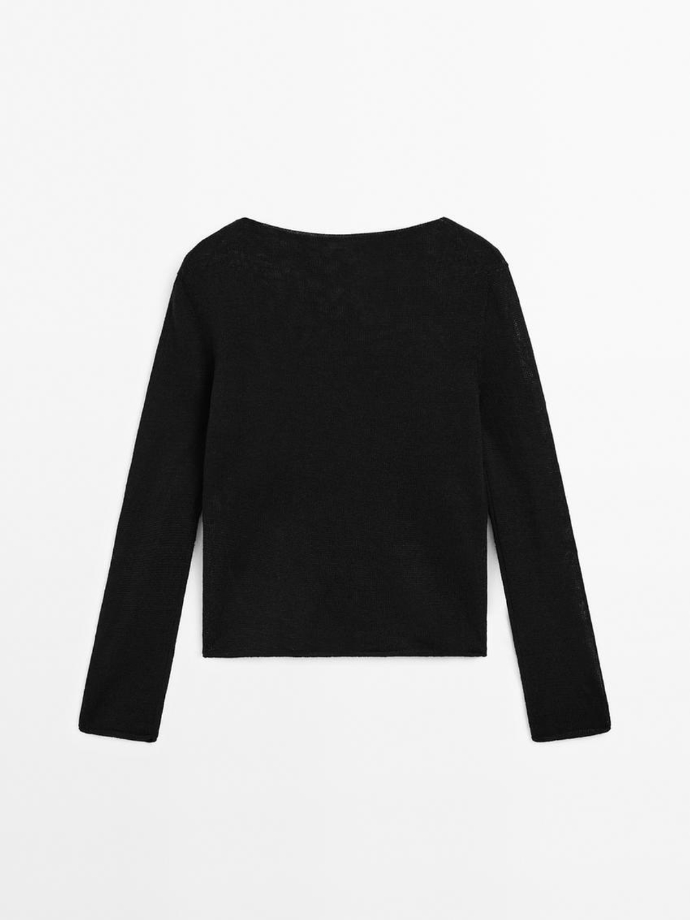 Massimo Dutti Свитер с круглым вырезом, черный