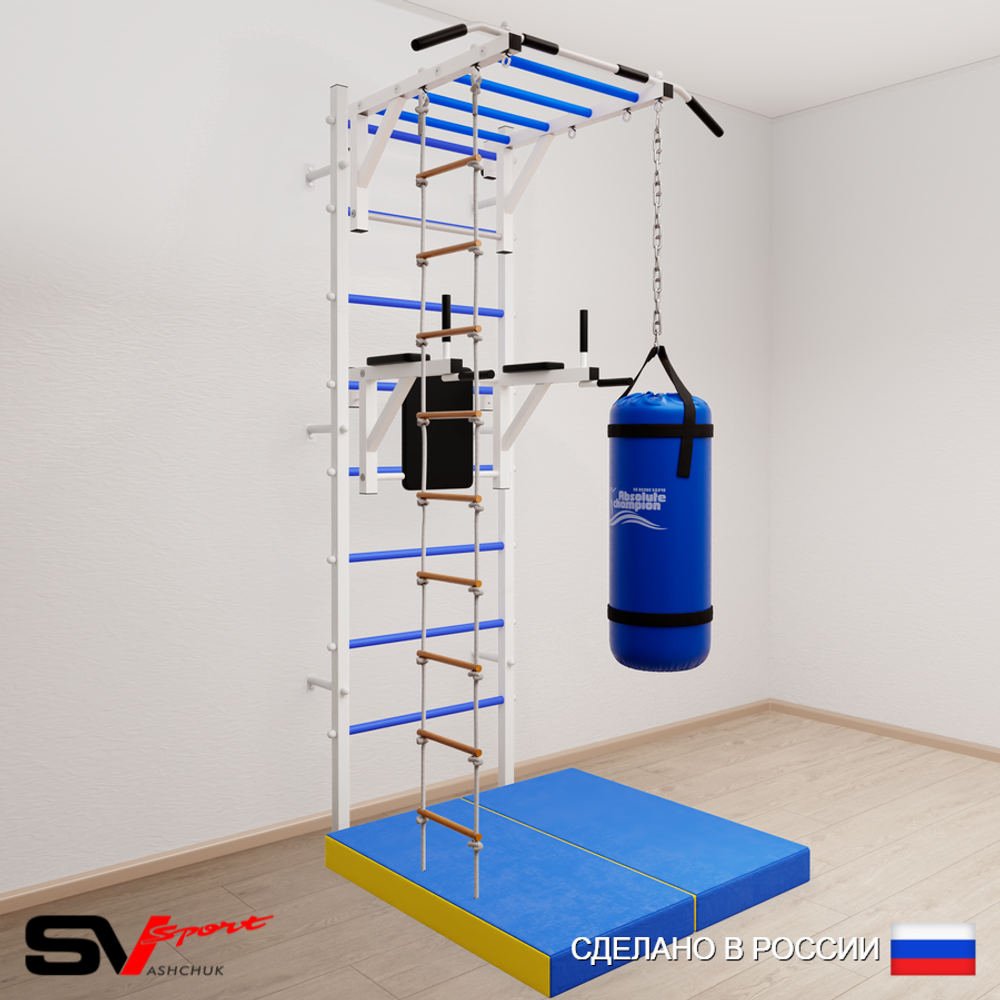 Шведская стенка Sv Sport усиленная 6426 (Турник рукоход/Брусья/Лестница/Цепь/Мешок 22кг/Мат 1м)