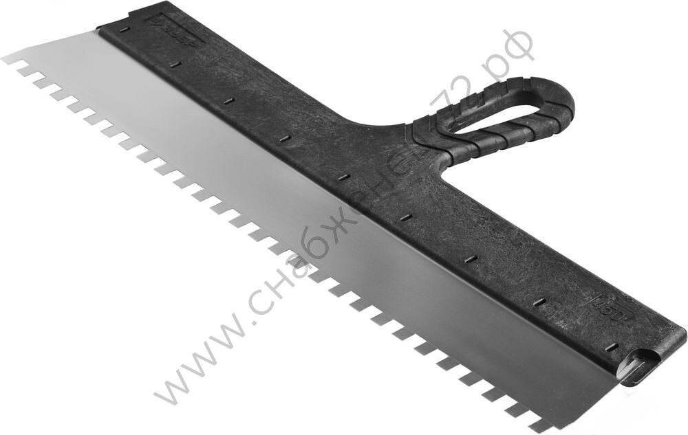 ЗУБР 450 мм, зуб 8х8 мм, зубчатый пластиковая ручка, нержавеющий, Фасадный шпатель, МАСТЕР (10078-45-08)