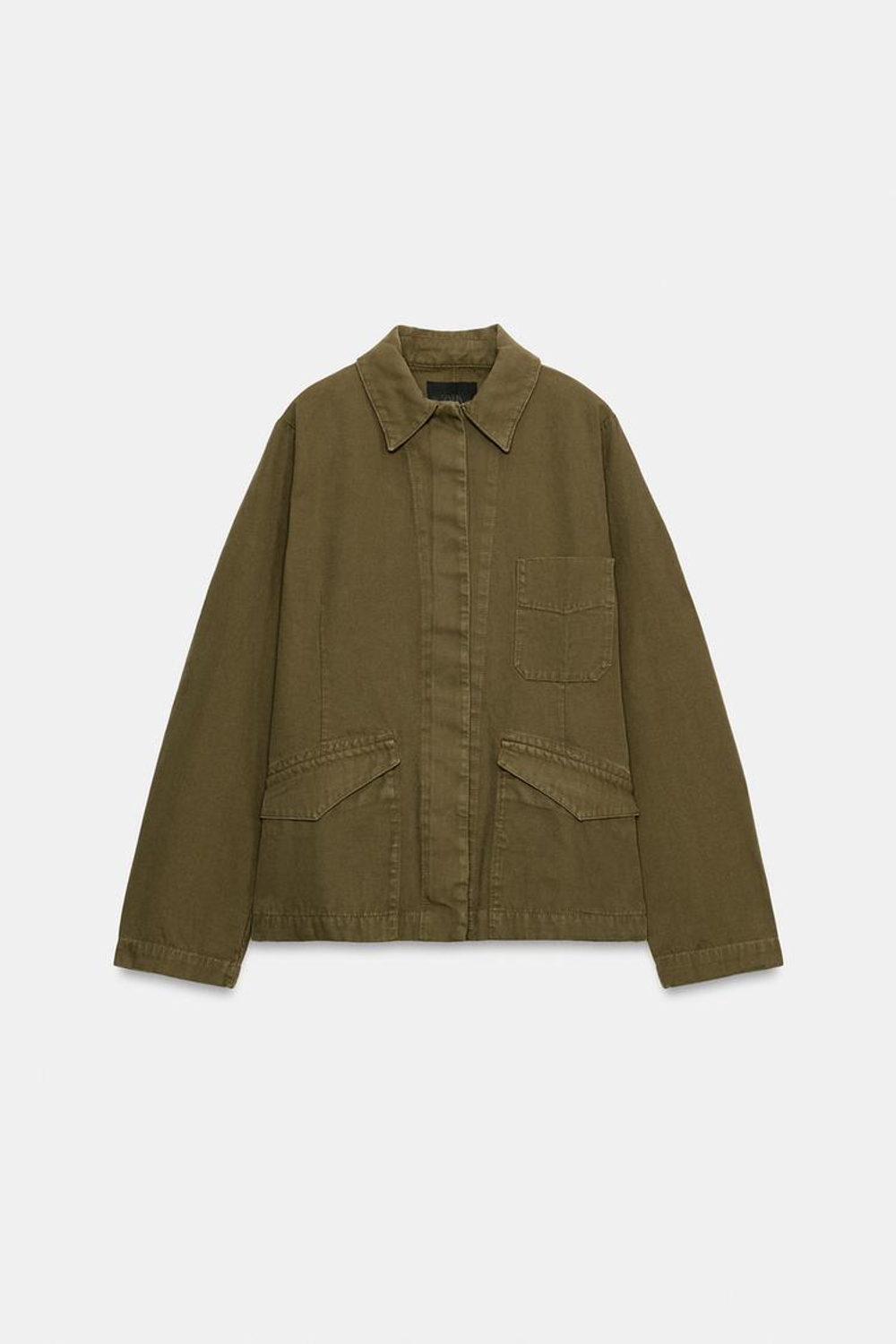 ZARA КУРТКА С КАРМАНАМИ — ZW COLLECTION, ХАКИ